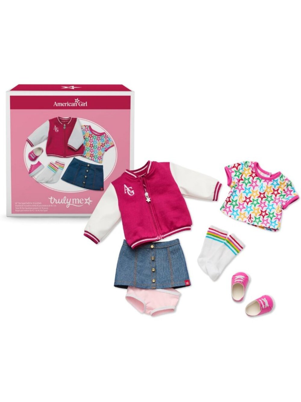 18" Doll Clothes Set, Varsity Jacket & 4-Piece Outfit for Girls Ages 6+, Trendy